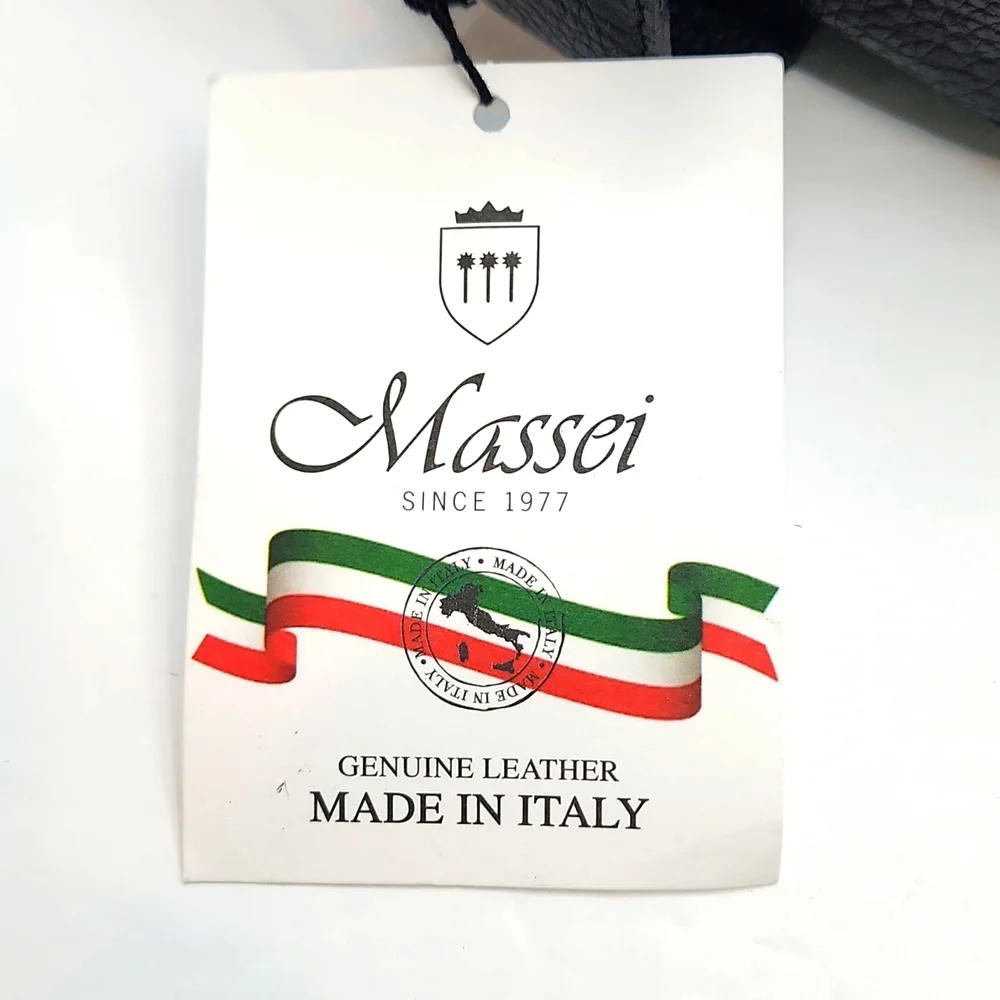MASSEI, GENUINE LEATHER, MADE IN ITALY, MEN’S TOILETRY BAG, HAND MADE BLACK